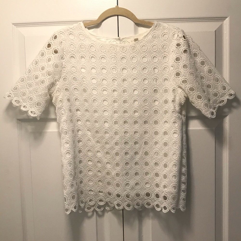 White lace Short sleeves Top
